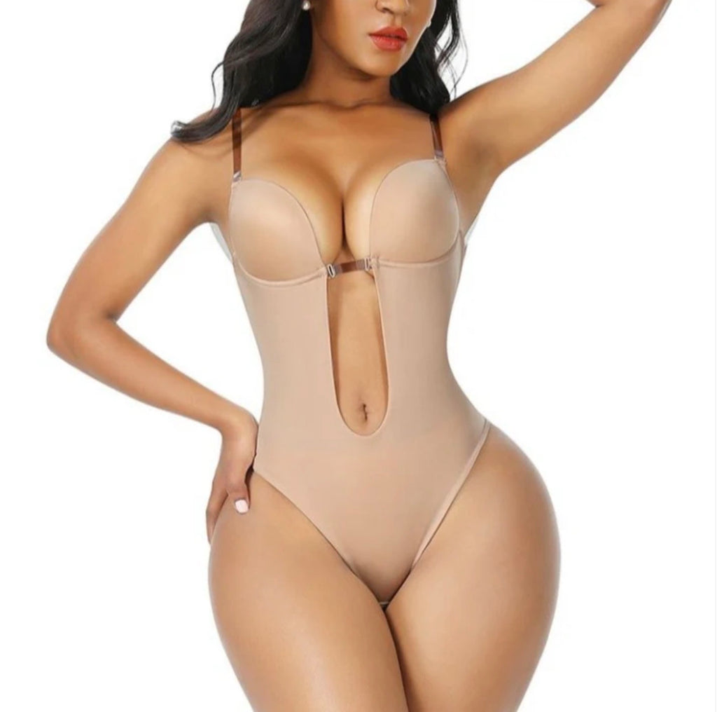 U Plunge Bra Backless Thong Bodysuit-Seamless,Shapewear,LowCut,Sexy,Comfort